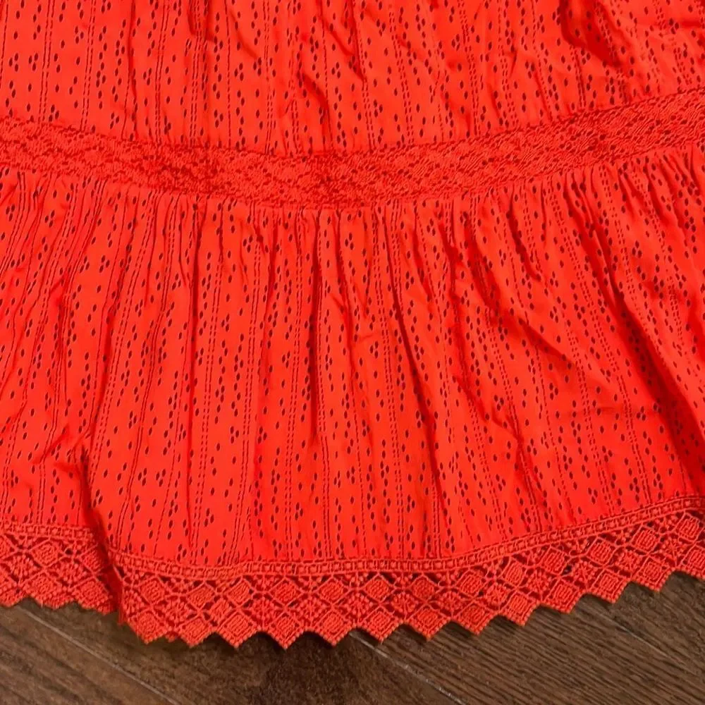 Old Navy Sleeveless Dress Polka Striped Print Midi Lace Orange Girls Medium 8‎
